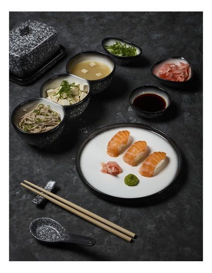 Caviar Granite Oval Sauce Bowl 11x4cm in Multi