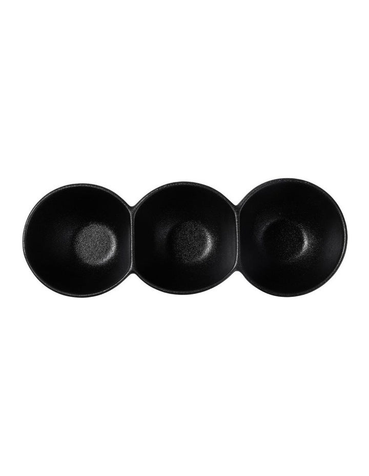 Caviar Divided Serving Bowl 30x6.5cm in Black