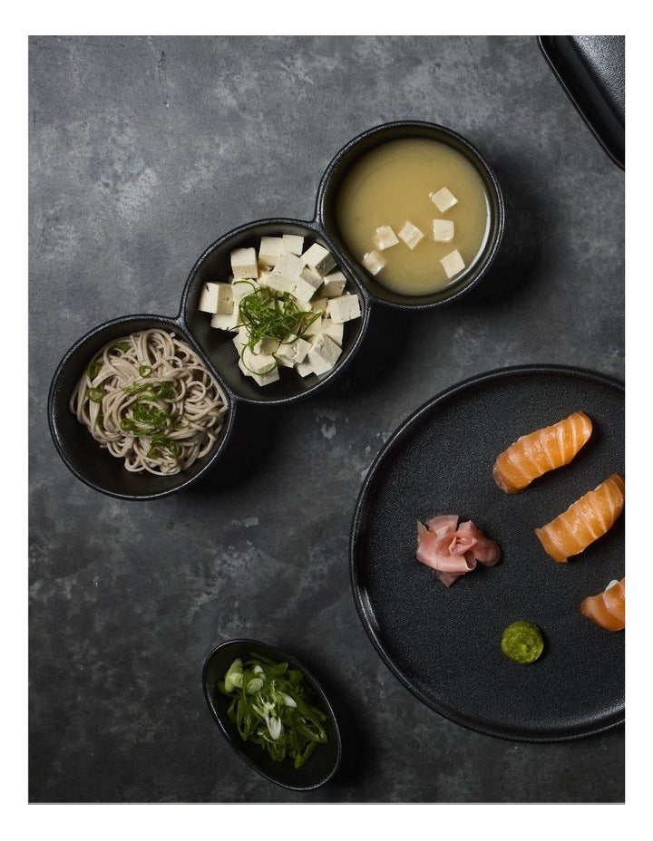 Caviar Divided Serving Bowl 30x6.5cm in Black