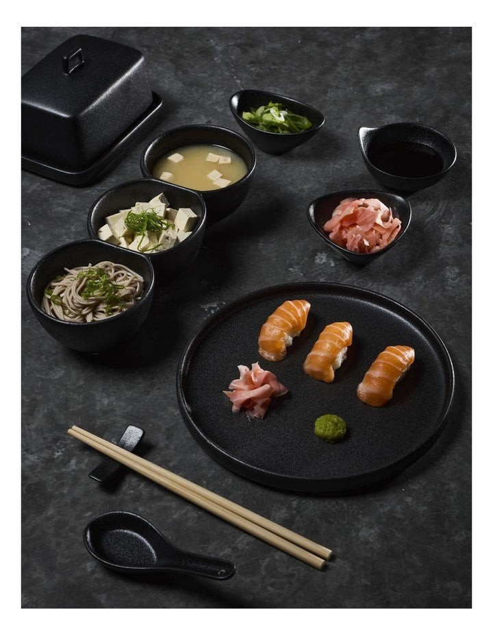 Caviar Divided Serving Bowl 30x6.5cm in Black