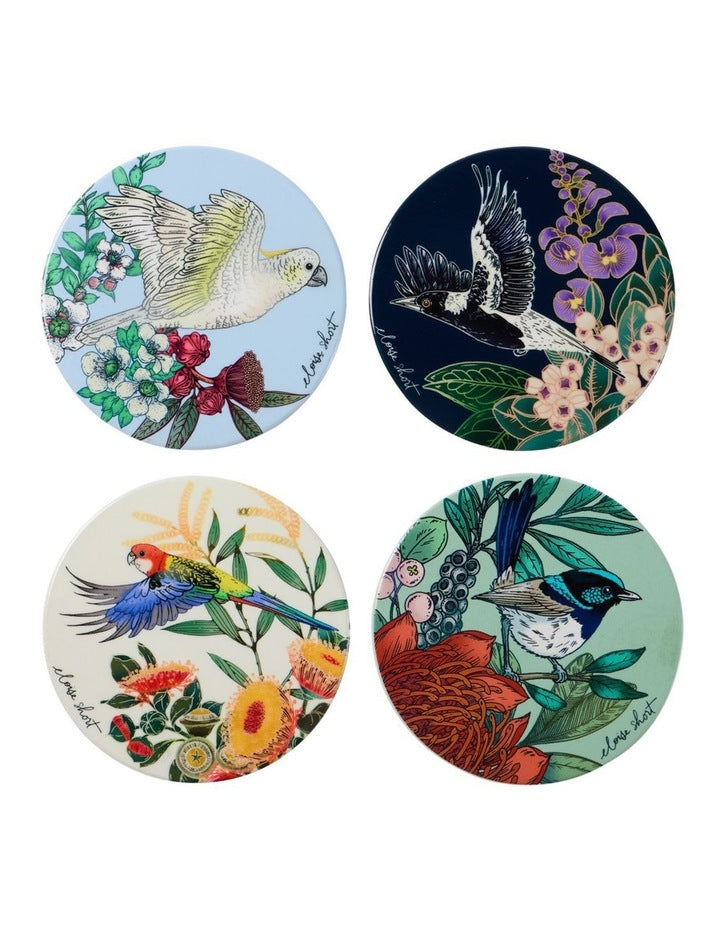 Eloise Short Native Grace Ceramic Coaster 10cm Set of 4 in Multi