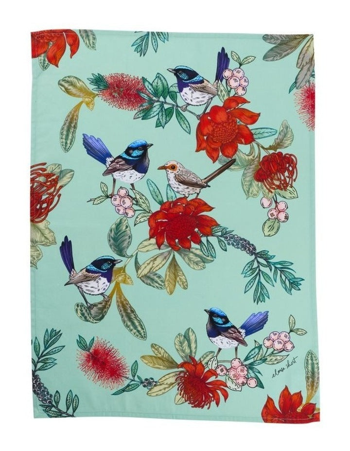 Eloise Short Native Grace Superb Fairy Wren Tea Towel 50x70cm in Multi
