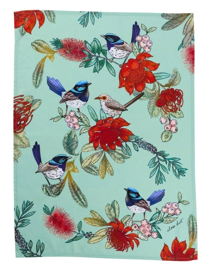 Eloise Short Native Grace Superb Fairy Wren Tea Towel 50x70cm in Multi