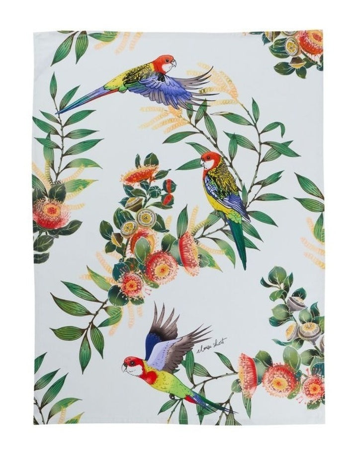 Eloise Short Native Grace Eastern Rosella Tea Towel 50x70cm in Multi
