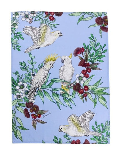 Eloise Short Native Grace Yellow Crested Cockatoo Tea Towel 50x70cm in Multi
