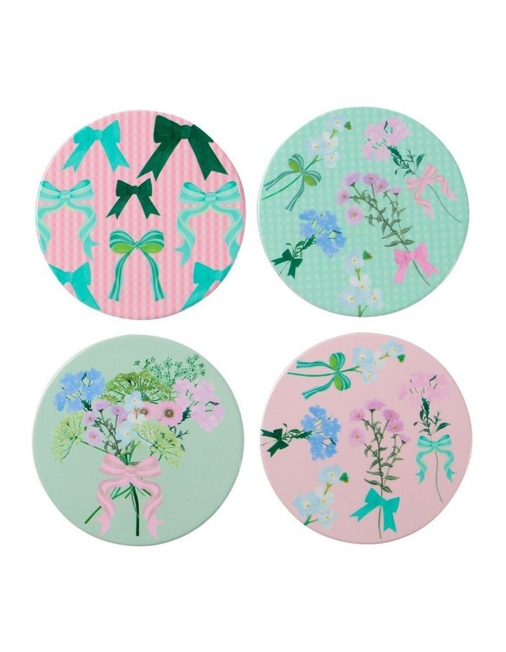 Cherish Ceramic Coaster 10cm Set of 4 Gift Boxed in Multi