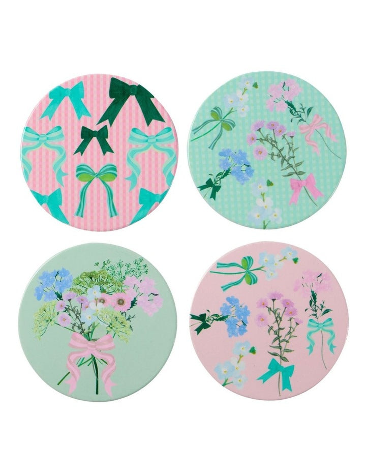 Cherish Ceramic Coaster 10cm Set of 4 Gift Boxed in Multi
