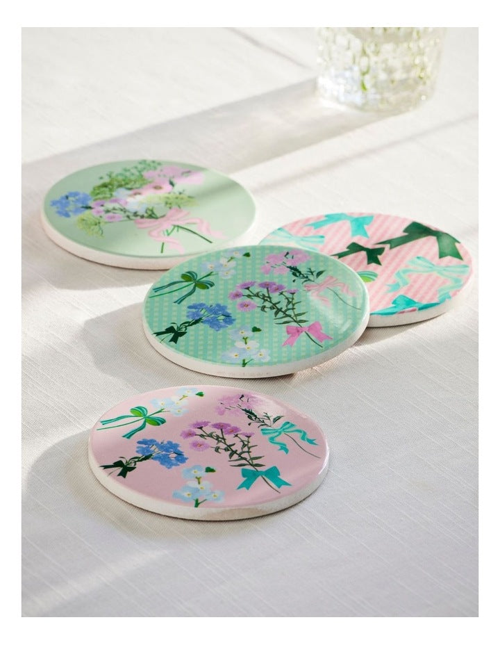 Cherish Ceramic Coaster 10cm Set of 4 Gift Boxed in Multi