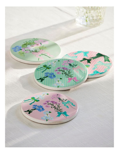 Cherish Ceramic Coaster 10cm Set of 4 Gift Boxed in Multi