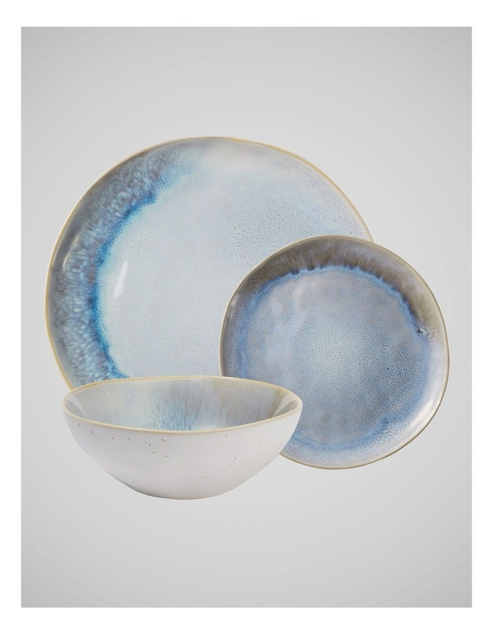 Gift Boxed Lunara Coupe Dinner Set 12 Piece in Blue