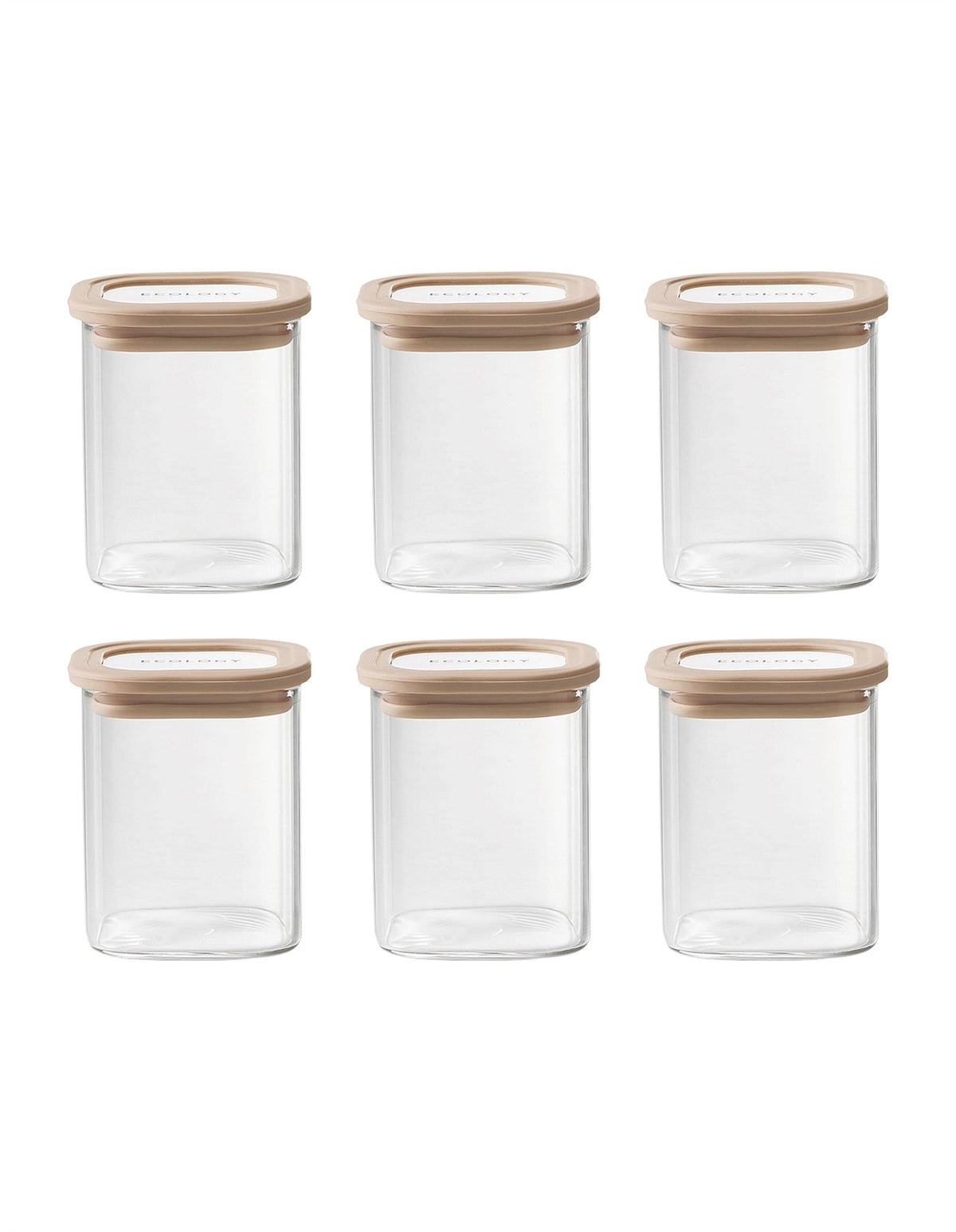 STORE SQUARE SPICE JARS 200ML SET 6PCE ALMOND