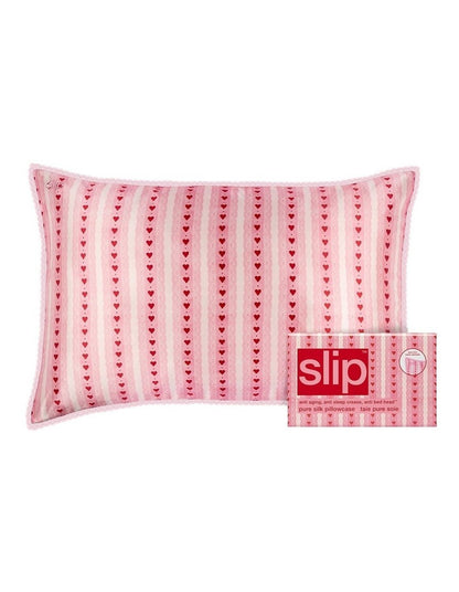 Pure Silk Queen Pillowcase with Lace Trim in Sweetie