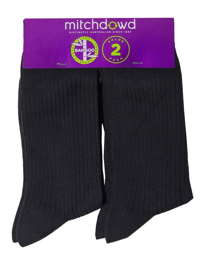 Bamboo Rib Socks 2 Pack in Black