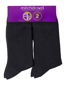 Bamboo Rib Socks 2 Pack in Black