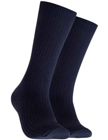 Bamboo Rib Socks 2 Pack in Blue