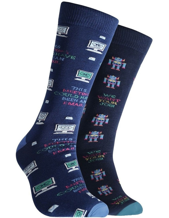 Hardware Takeover Bamboo Sock Pack Of 2 in Blue