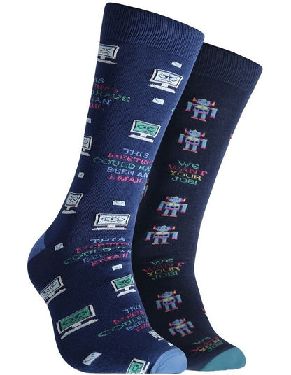 Hardware Takeover Bamboo Sock Pack Of 2 in Blue