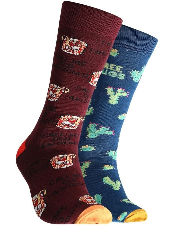 Old Fashioned Cacti Bamboo Socks 2 Pack in Multi