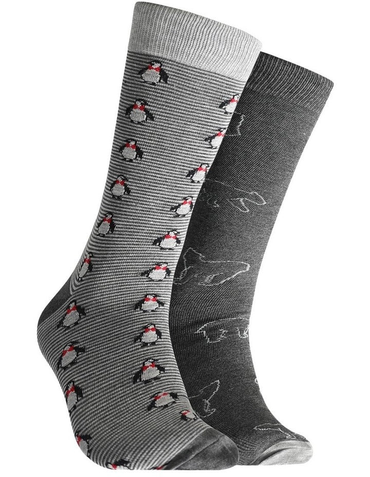 Artic Journey Bamboo Socks 2 Pack in Grey