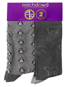 Artic Journey Bamboo Socks 2 Pack in Grey