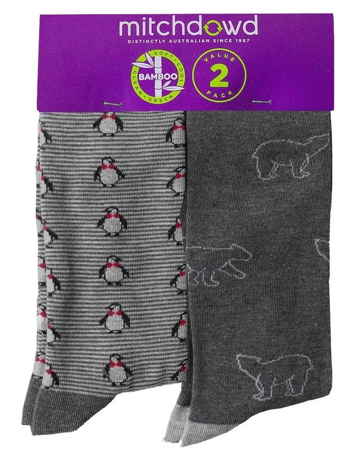 Artic Journey Bamboo Socks 2 Pack in Grey