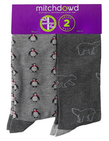Artic Journey Bamboo Socks 2 Pack in Grey