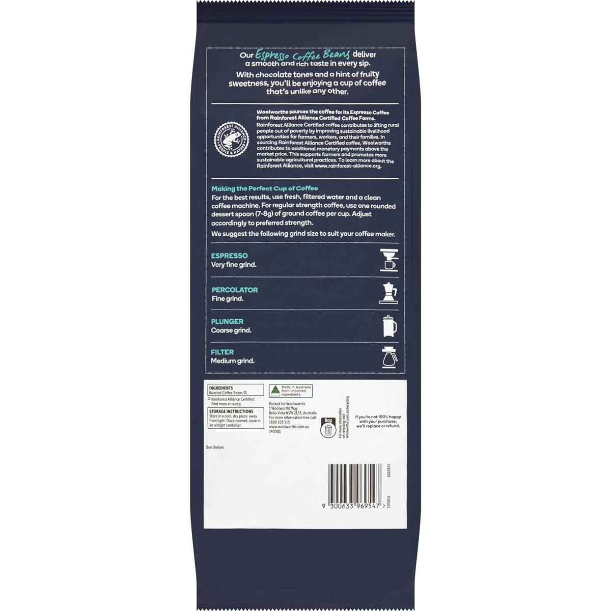 Woolworths Coffee Beans Espresso 1kg