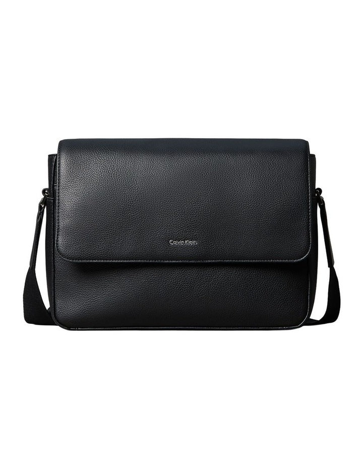 Raised Flap Messenger Bag Black