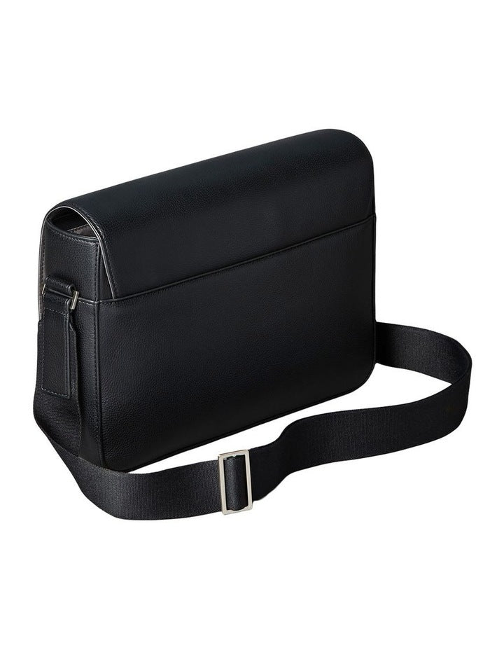 Raised Flap Messenger Bag Black