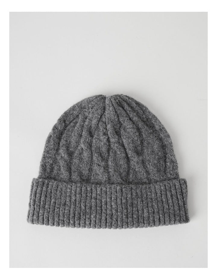 June Cable Beanie in Charcoal
