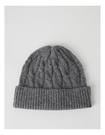 June Cable Beanie in Charcoal