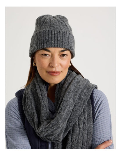 June Cable Beanie in Charcoal