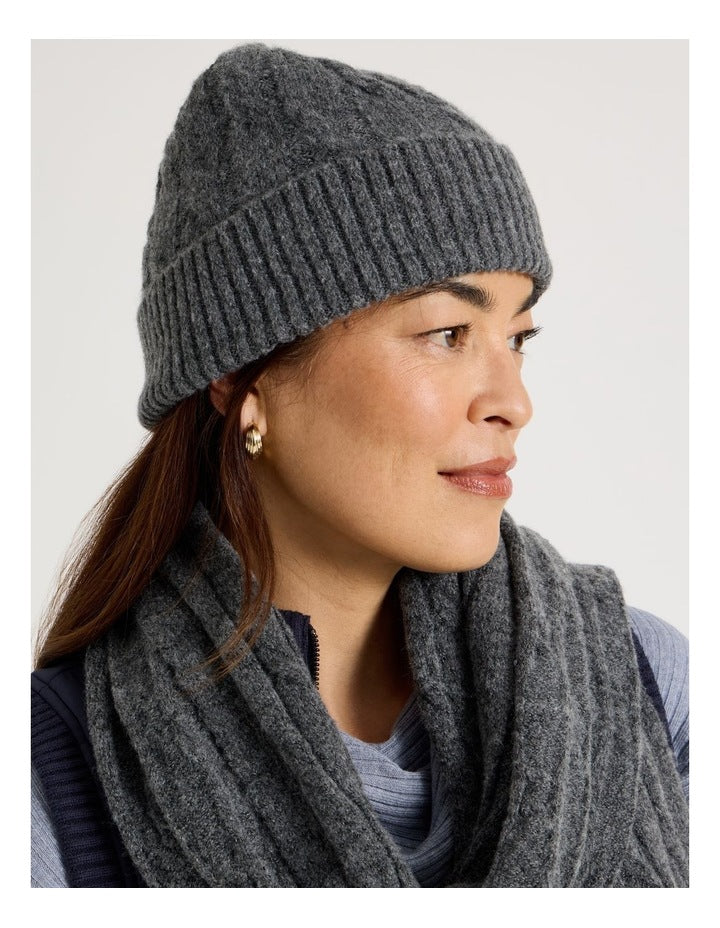 June Cable Beanie in Charcoal