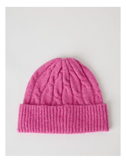 June Cable Beanie in Pink