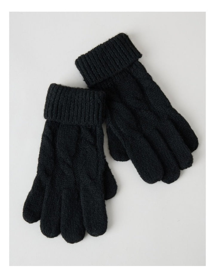 June Cable Gloves in Black