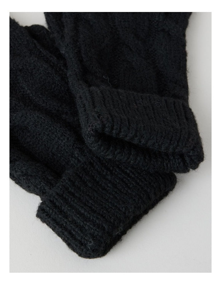 June Cable Gloves in Black