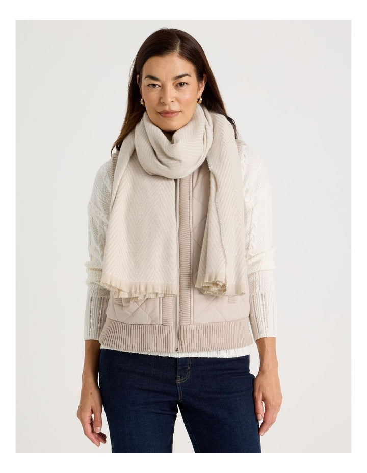 Chevron Woven Winter Scarf in Beige