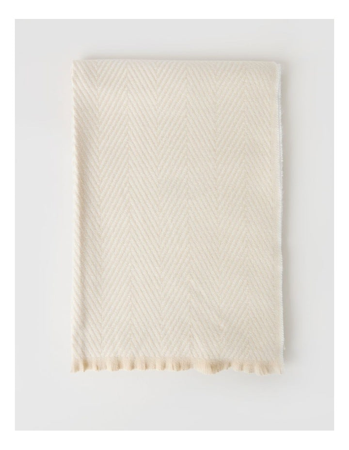 Chevron Woven Winter Scarf in Beige