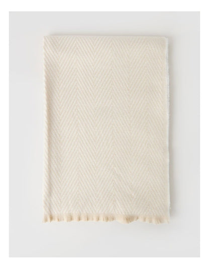 Chevron Woven Winter Scarf in Beige