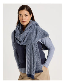 Chevron Woven Winter Scarf in Navy