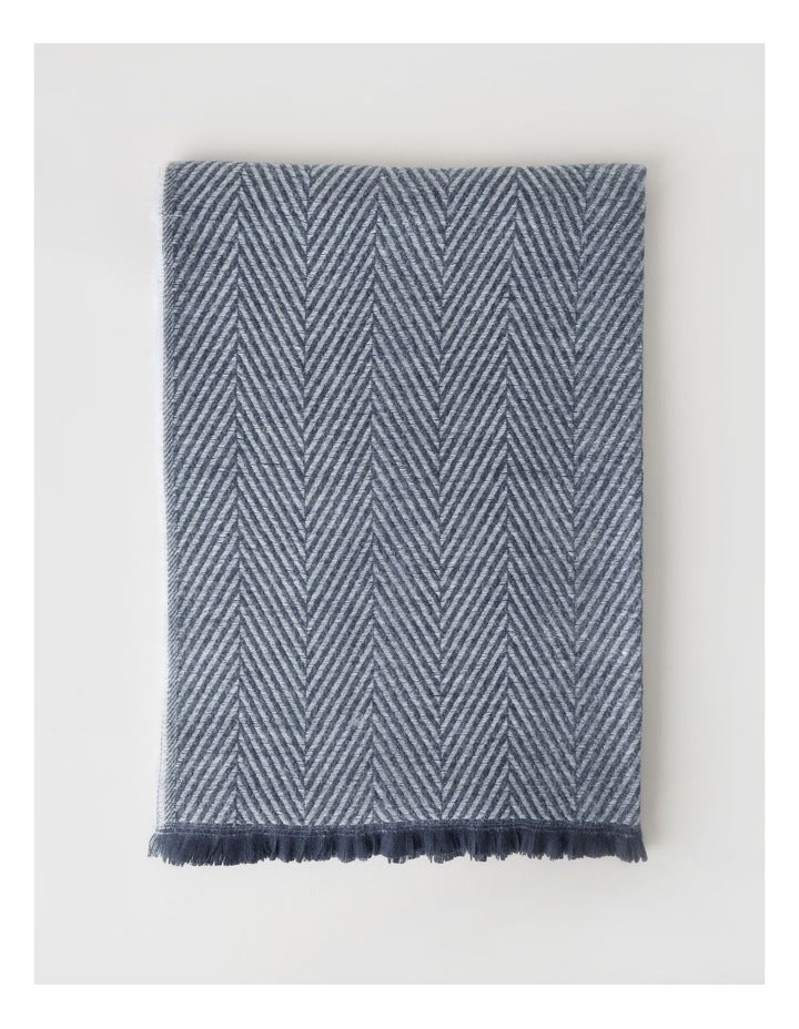Chevron Woven Winter Scarf in Navy