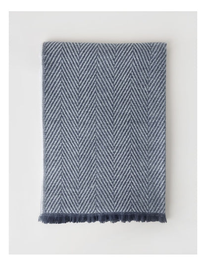 Chevron Woven Winter Scarf in Navy
