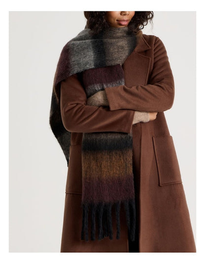 Jenna Brushed Striped Winter Scarf in Natural