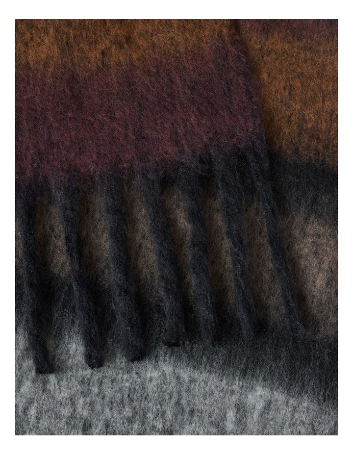 Jenna Brushed Striped Winter Scarf in Natural