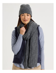 June Cable Winter Scarf in Charcoal