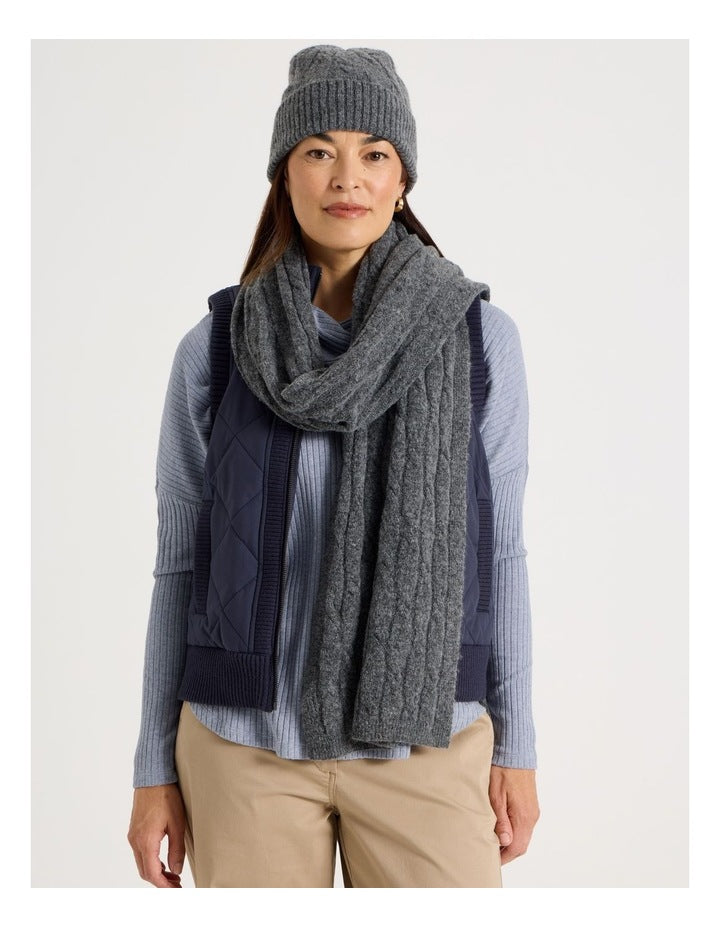 June Cable Winter Scarf in Charcoal