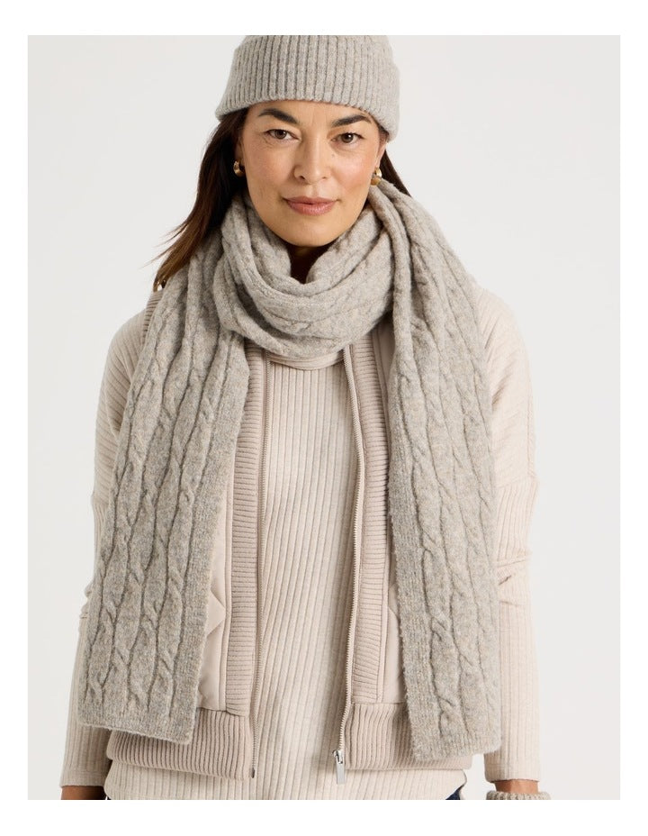 June Cable Winter Scarf in Oatmeal