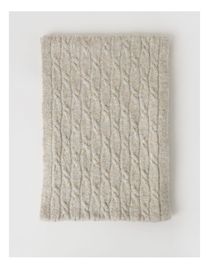 June Cable Winter Scarf in Oatmeal