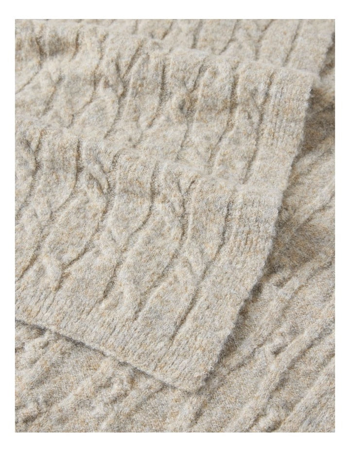 June Cable Winter Scarf in Oatmeal