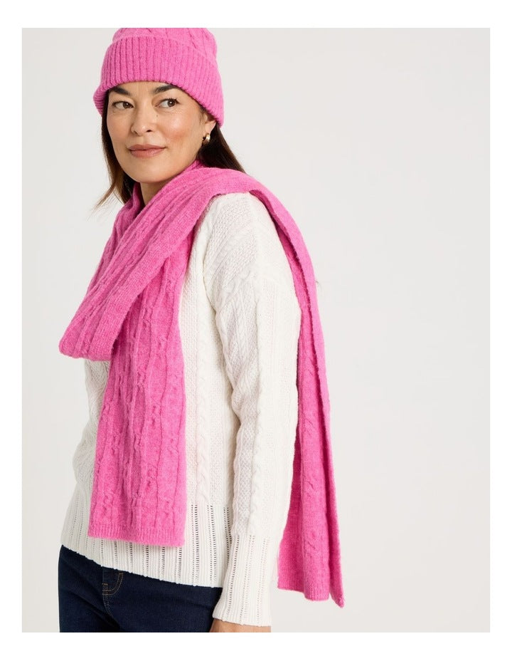 June Cable Winter Scarf in Pink
